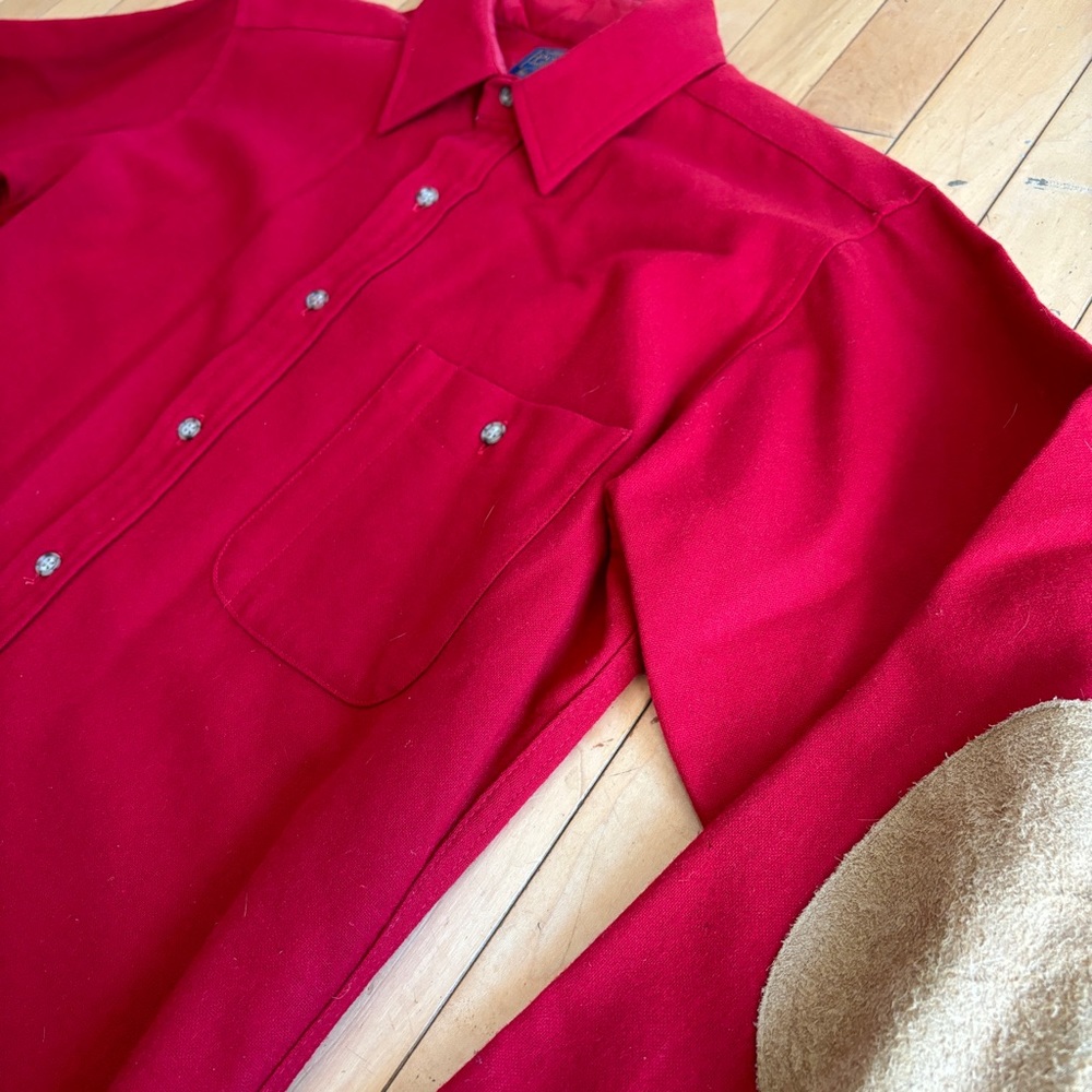 Vintage Pendleton Red Wool Button Down Size M - image 5